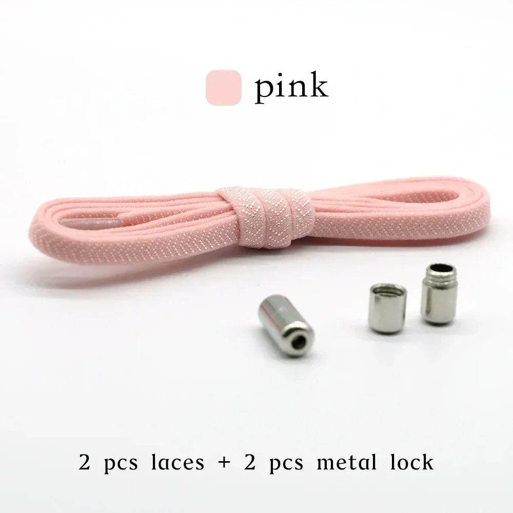No Tie Shoelaces with Metal Lock – Flat Elastic Shoe Laces for Adults and Kids Sneakers, Quick Wear Shoe Strings for Lazy Day