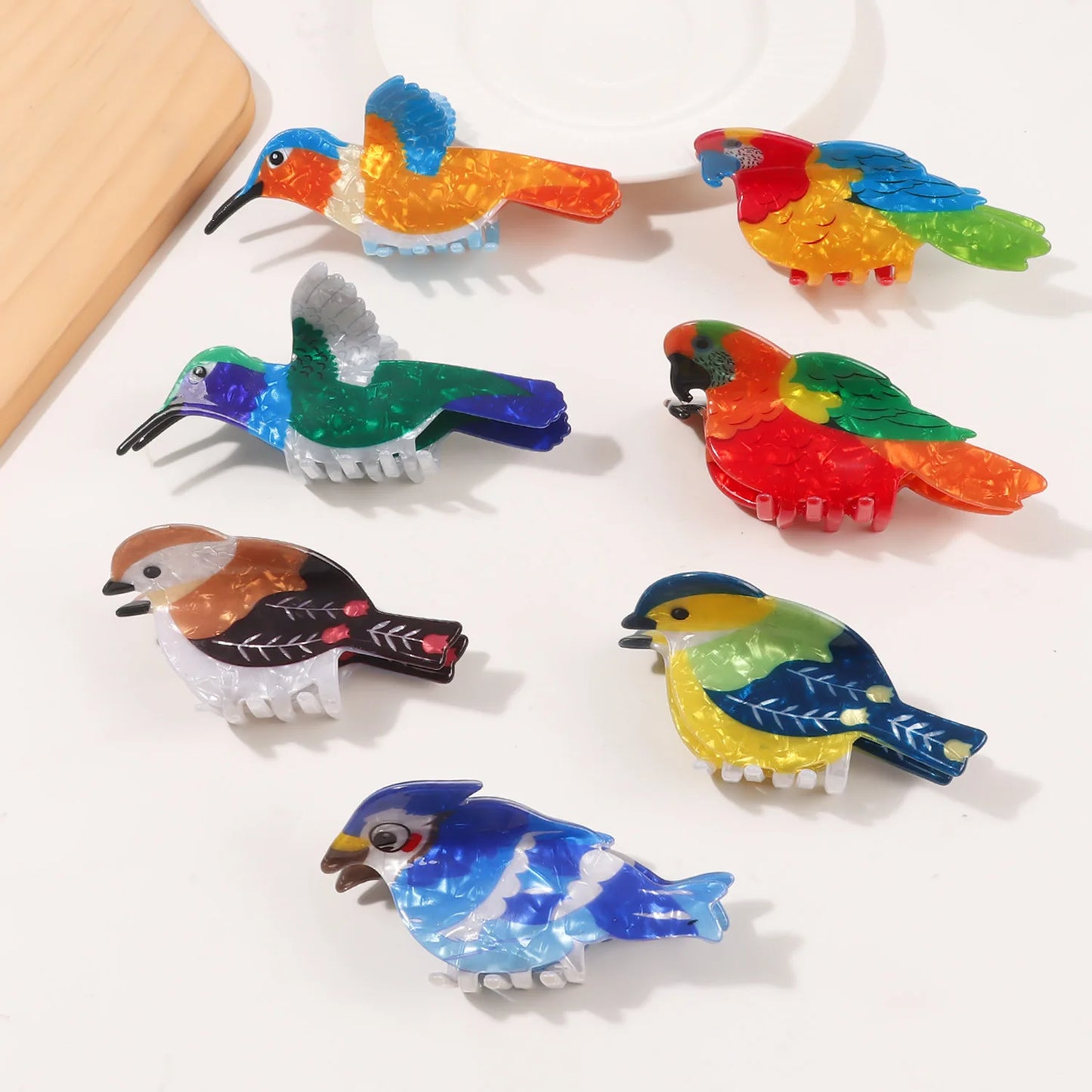 2025 NEW Cartoon Bird Series Hair Claw Colorful Hummingbird Sparrow Claw Clips Crab Hair Clips for Women Girls Hair Accessories