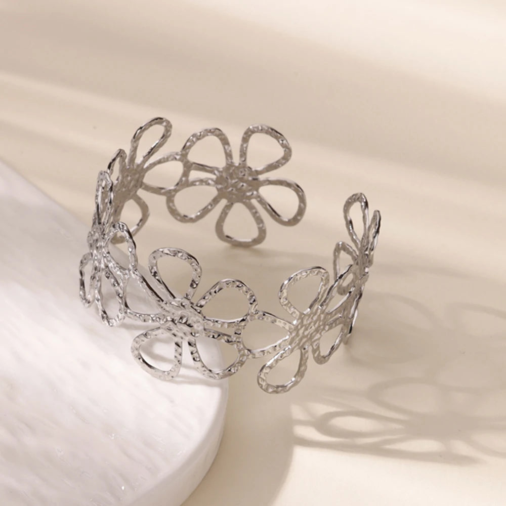 316L Stainless Steel Shell Starfish Bangles for Women Fashion Gold Silver Color Cuff Bangle Bracelet Femme Aesthetic Jewelry