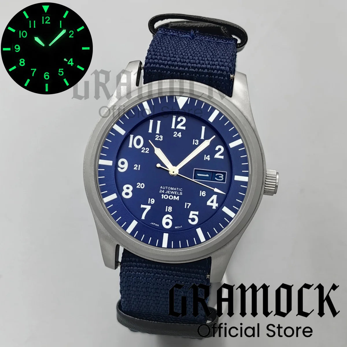 Gramock 42MM Men's Fashion NH36A Mechanical Sports Watches Black Dial Luminous Sapphire Glass Men Watch Waterproof Reloj Hombre