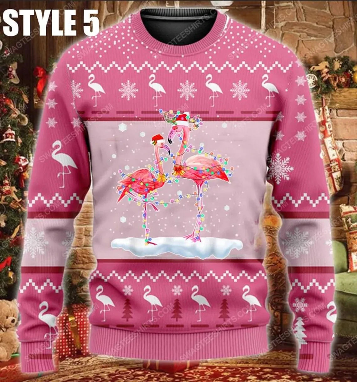 Flamingo Graphic Jumper Sweater For Women Clothes Casual Unisex Christmas Sweaters Autumn Funny Ugly Christmas Sweatshirt Hoodie