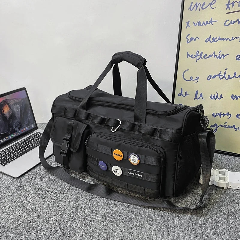 Foldable Dry-Wet Separation Gym Travel Bag Black