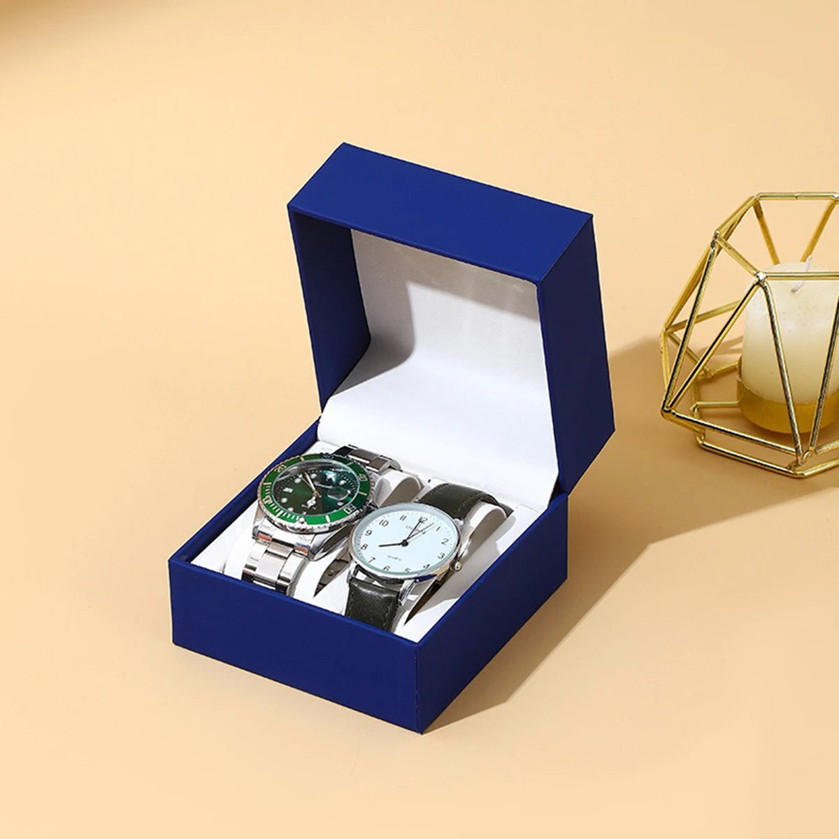 Double Watch Box with Soft Protective Lining - Exquisite Craftsmanship Multi-Color Watch Storage Case for 2 Watches