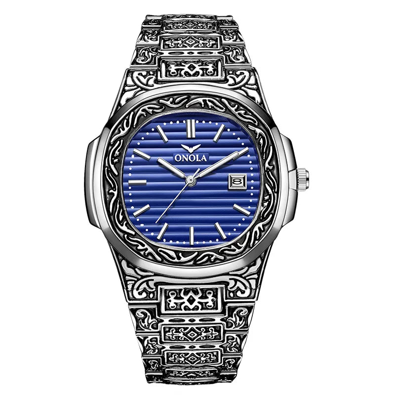 Men Watches ONOLA Fashion Casual Quartz Wristwatches Male Clock Top Brand Luxury Leather Wrist Watches with Calendar