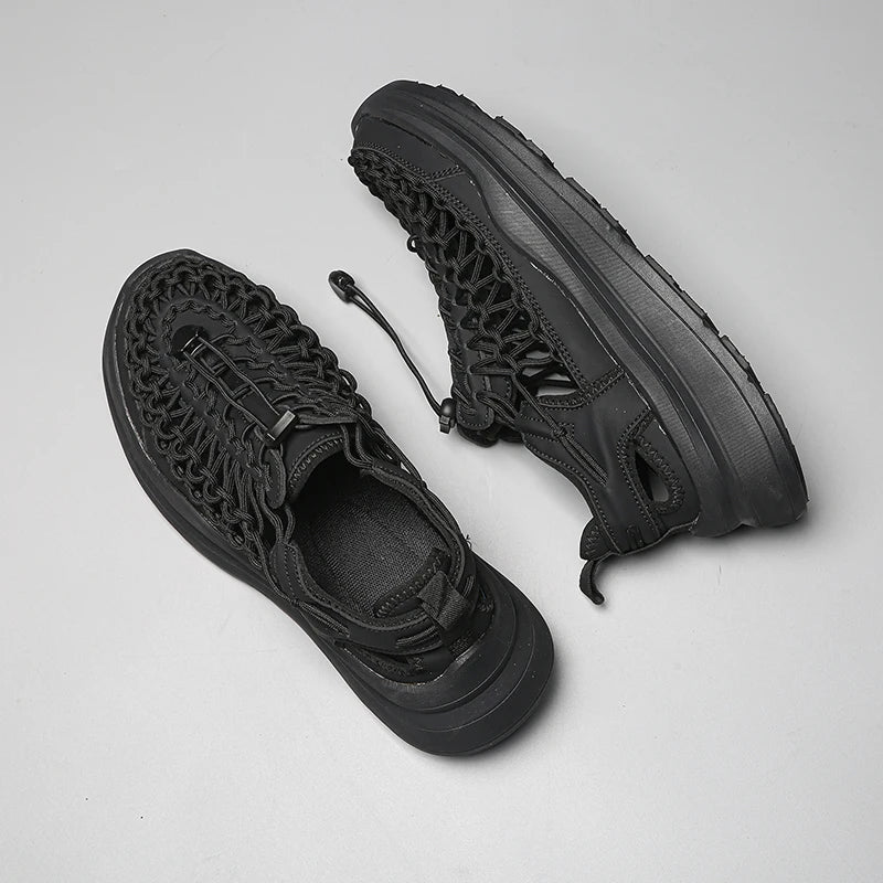 Fashion Handmade Weaving Design Beach Sandals Summer Men Sandals Breathable Casual Flat Sandals Outdoor Couples Sandals Size