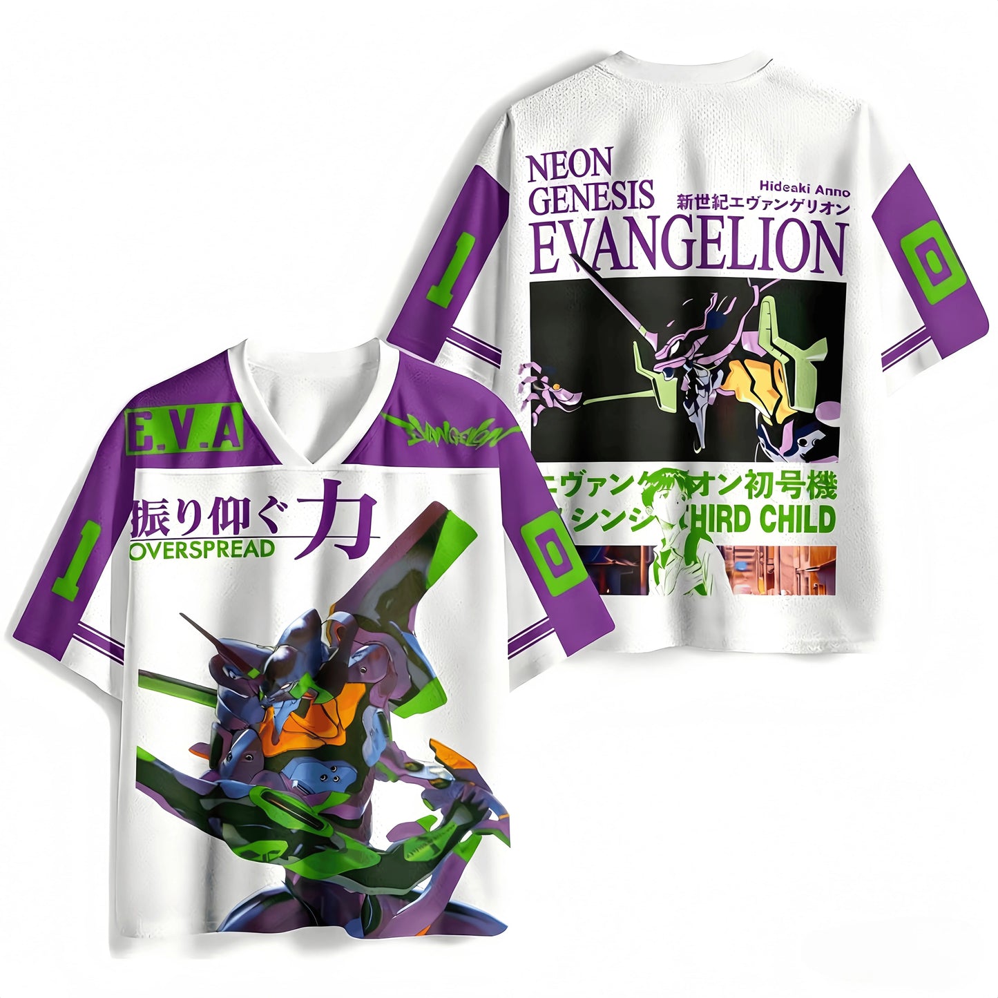 Neon Genesis Evangelion Anime V-Neck Jersey 3D Print Oversized Streetwear Harajuku Tops for Men Women 2026 New Gift for Fans
