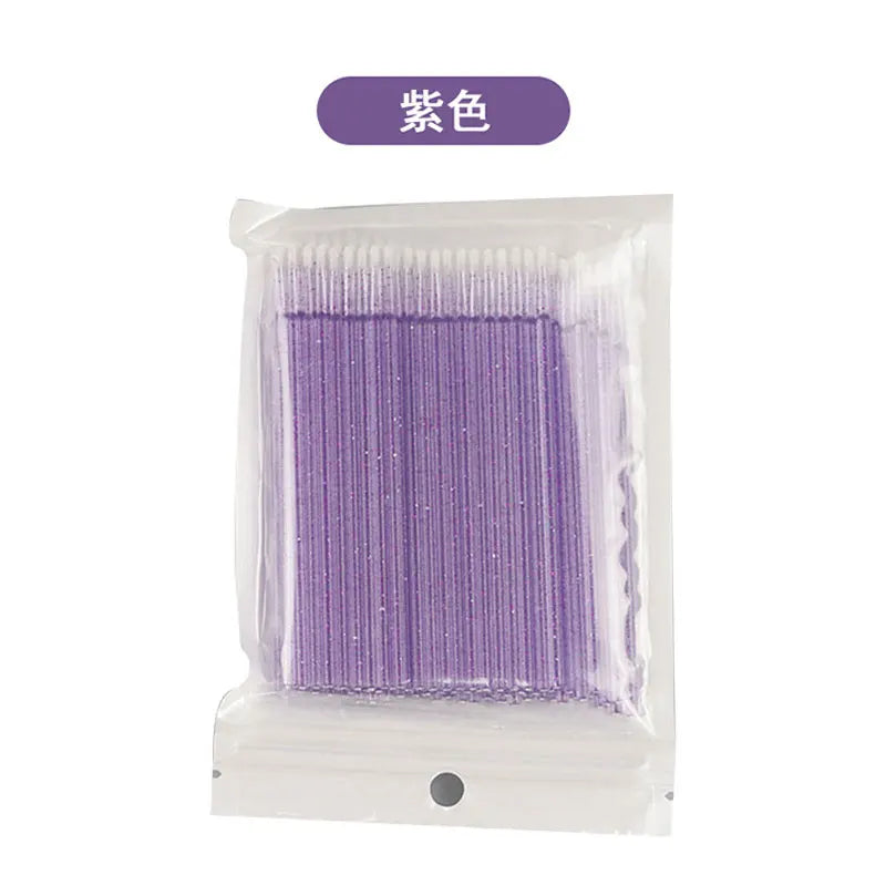 100Pcs Crystal Eyelash Cleaning Brush Lashes Extension Micro Cotton Swab Lash Removing Microbrush Beauty Makeup Tools