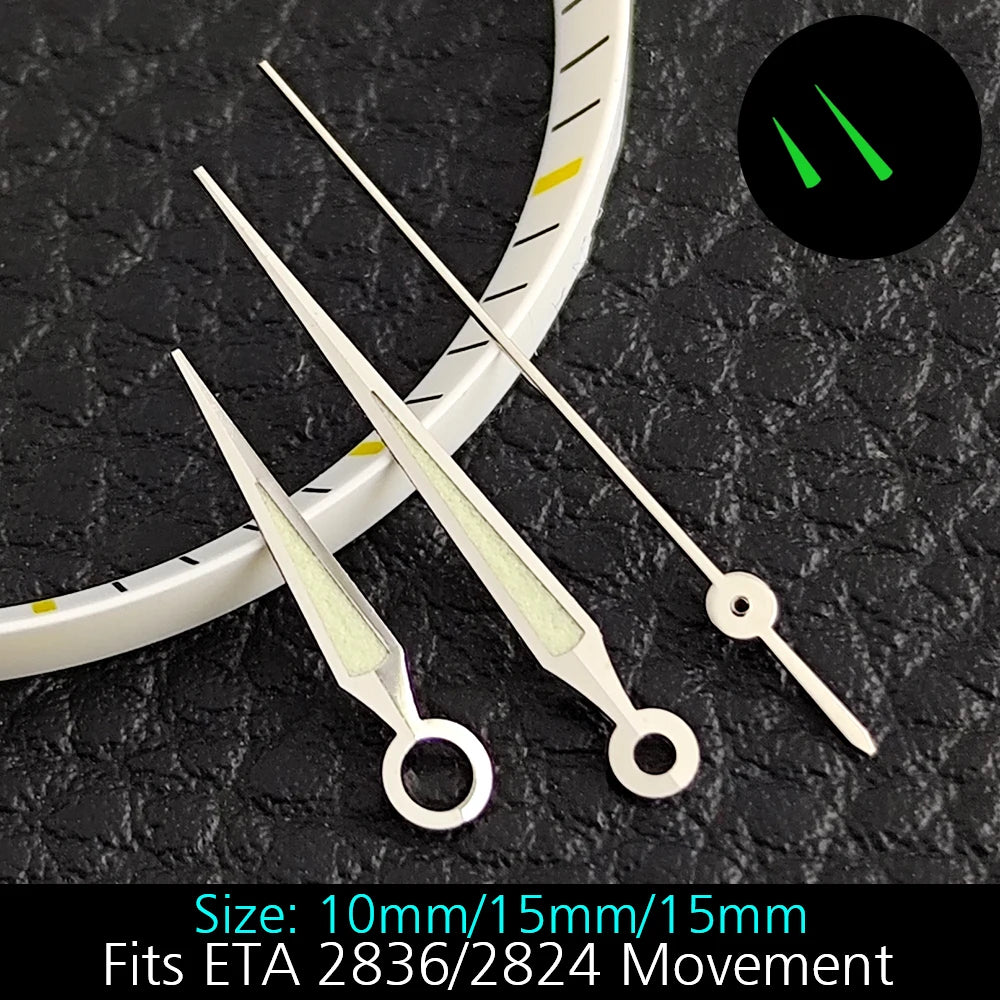 High Quality ETA-Series Hands Green Super Luminous Fits ETA 2824 2892 2836 2834 Movement Watch Accessories Watches For Men