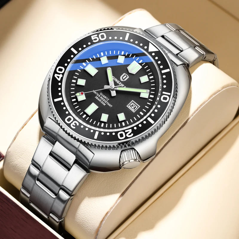 QINGXIYA 2025 New Men Stainless Steel Watch Quartz Waterproof Male Clock Business Watch Mens Watches Top Brand Luxury Men Watch