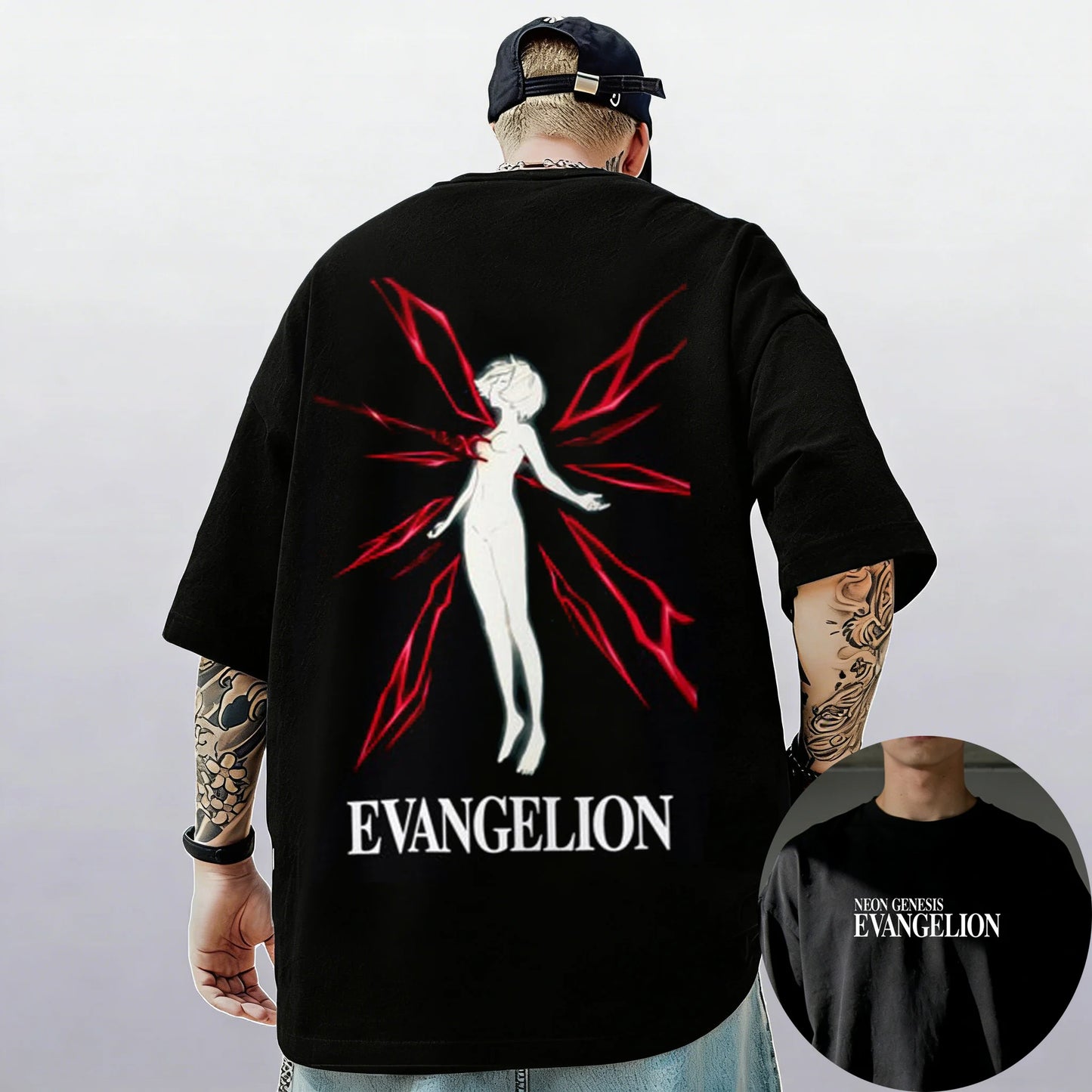 2026 New Neon Genesis Evangelion End of Eva Eye Printed Short Sleeve T-shirt Men's and Women's T-shirt Men's Top Sports T-shirt