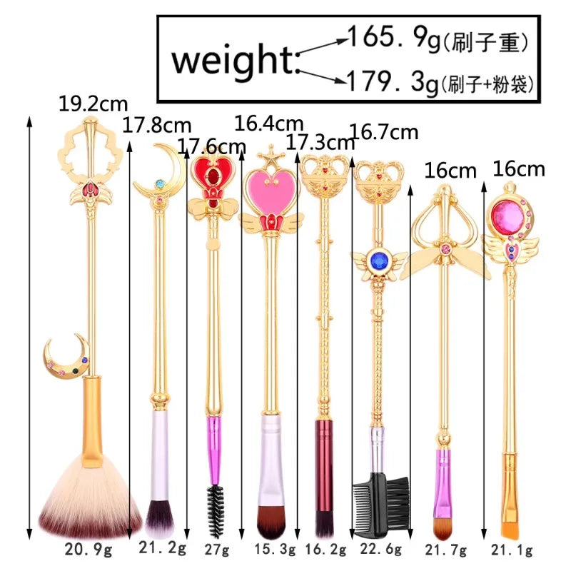 8pcs/set Sailor Moon Makeup Brushes Cosmetic Makeup Brush Set Professional Tool Kit Set Pink Drawstring Bag Included