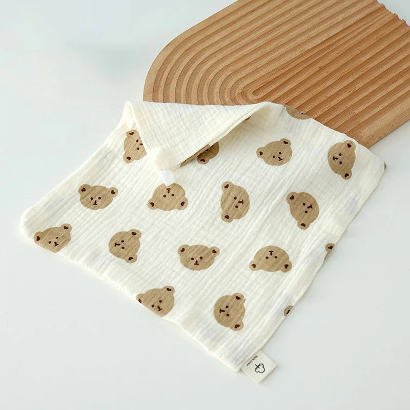 4pcs New Baby Washcloth Newborn Burp Cloth Square Towels Cute Koala Bear Pure Cotton Soft Absorbent Gauze Cotton Baby Towels