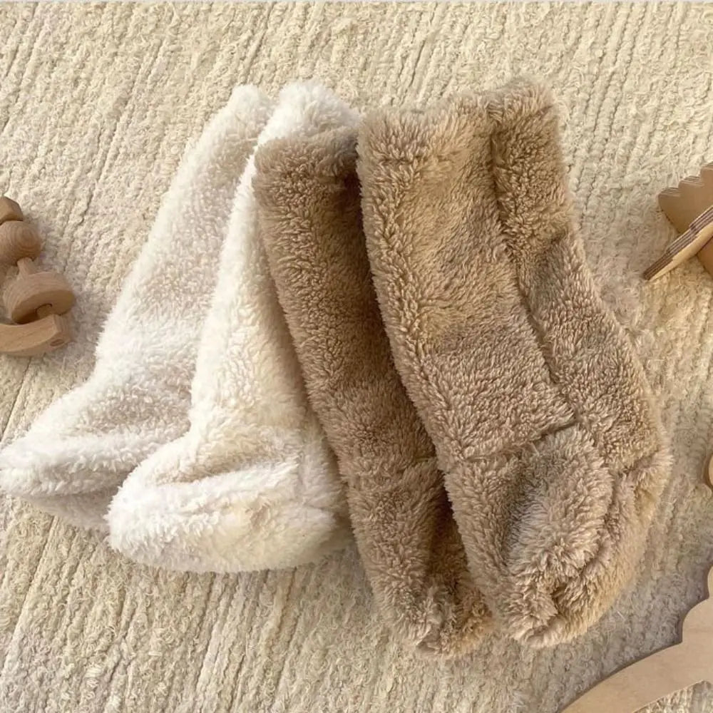 1 Pair Casual Thickened Newborn Baby Socks Anti-slip Solid Color Kids Floor Socks Warm Baby Foot Warmer Infant Winter