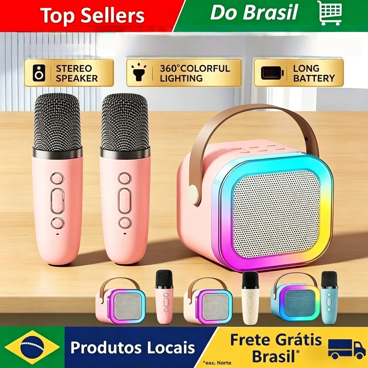 Portable Bluetooth K12 Machine Speaker With 1-2 Wireless Microphones HiFi Singing Family Loudspeaker Children's Gift