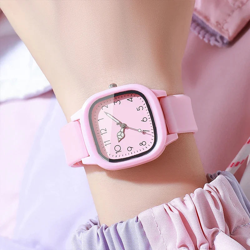 Fashion Candy Color Silicone Band Women Watches Square Dial Ladies Quartz Wristwatch for Girls Clock Reloj Mujer