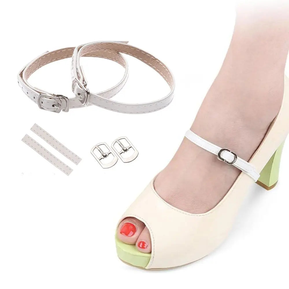 1Pair Adjustable Anti-skid Straps Shoelace For Women PU Leather High Heels Holding Metal Buckles Shoe Tie  Lace Accessories New