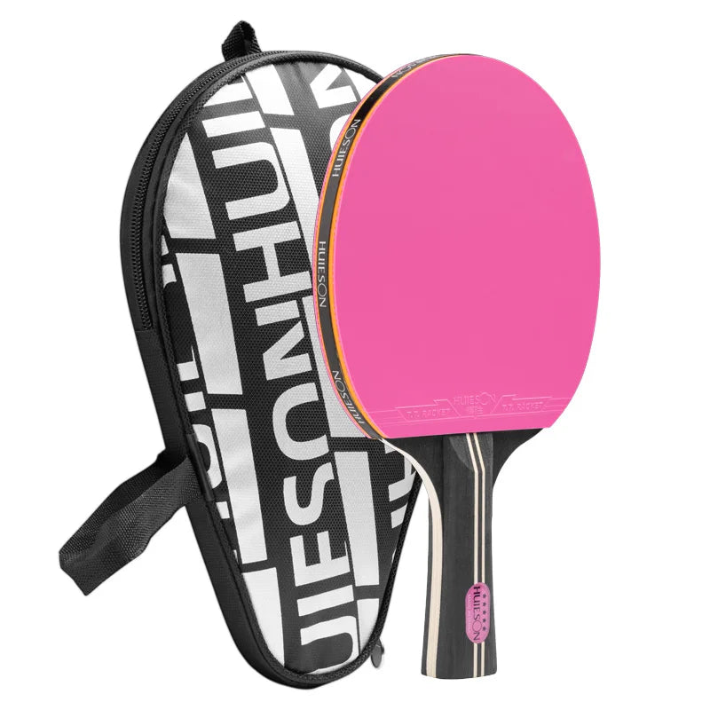 HUIESON 5 Stars Colorful Table Tennis Racket Set with Carry Bag Ready-to-Play Ping Pong Bat Paddle for Beginners Casual Play