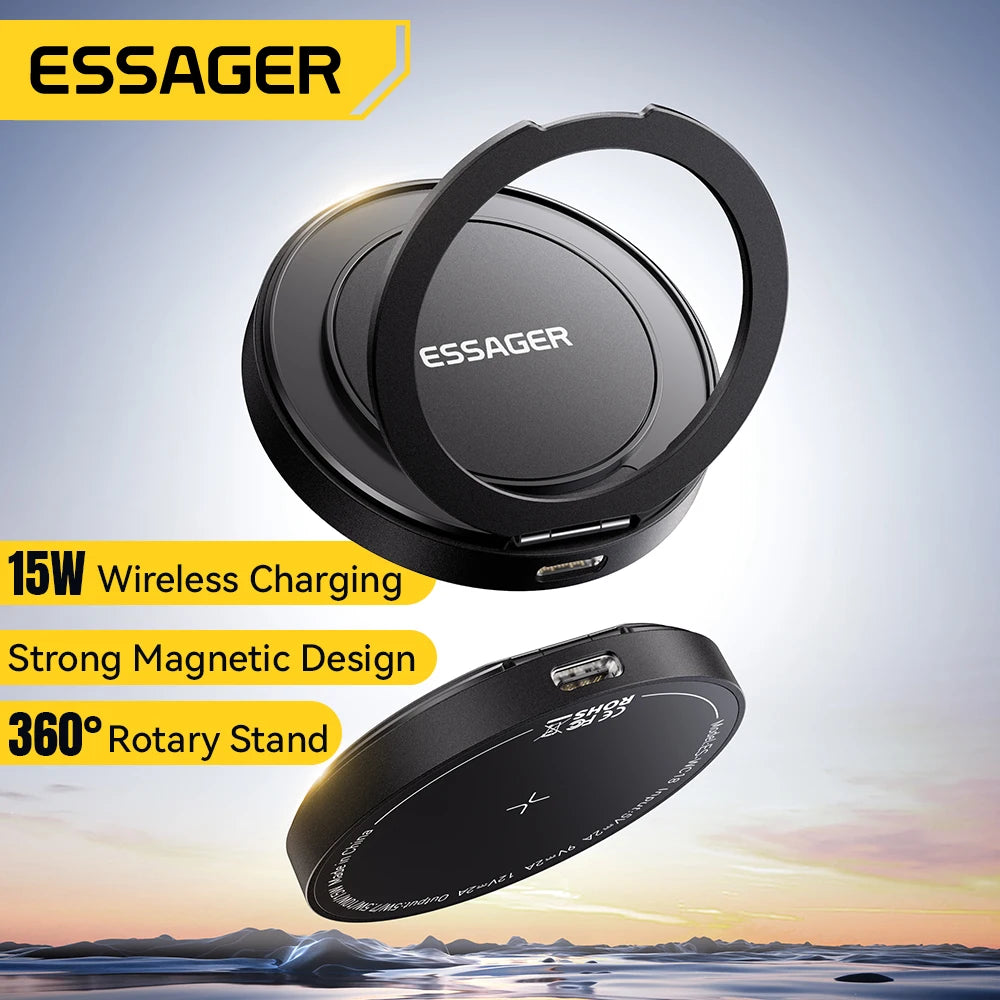 Magnetic Wireless Charger with Holder – 15W Fast Charging