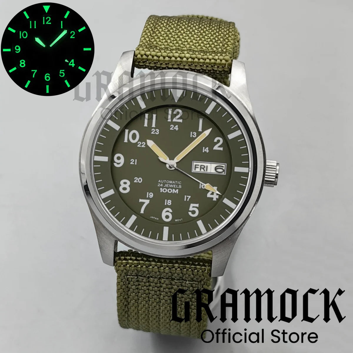 Gramock 42MM Men's Fashion NH36A Mechanical Sports Watches Black Dial Luminous Sapphire Glass Men Watch Waterproof Reloj Hombre