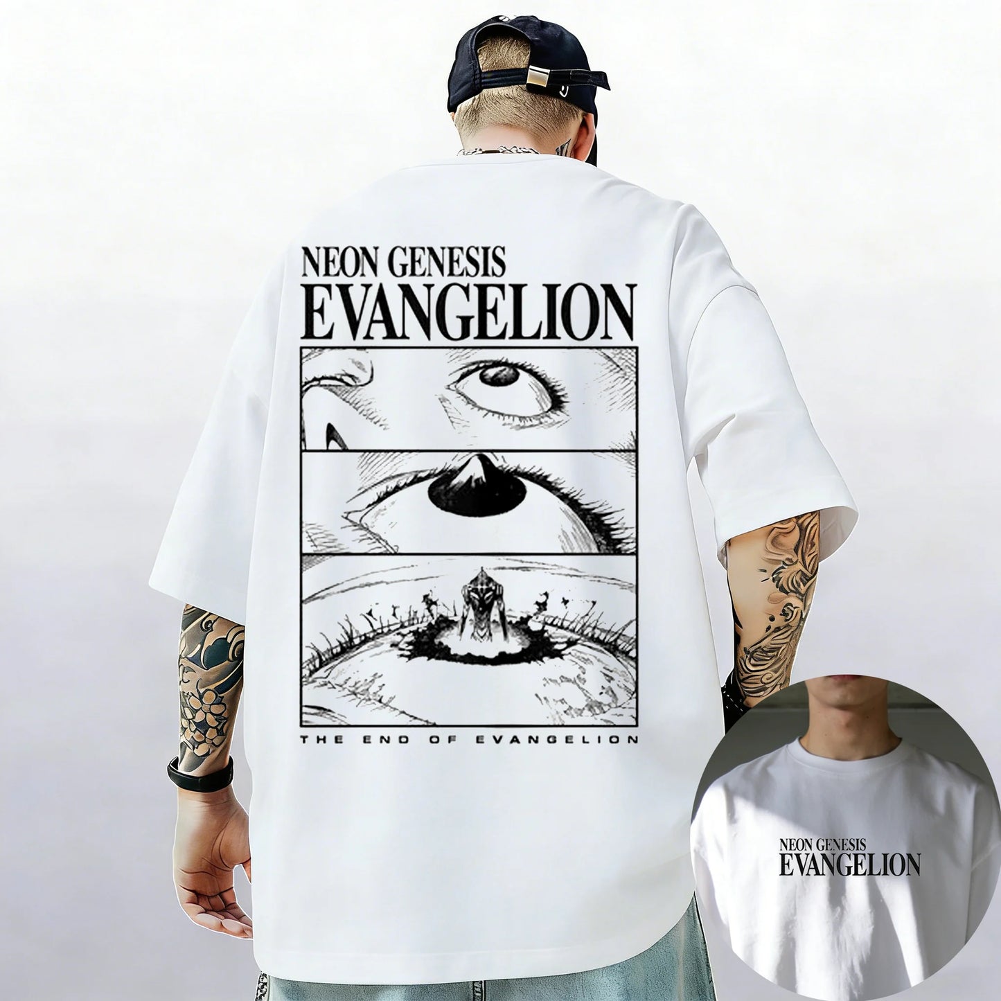 2026 New Neon Genesis Evangelion End of Eva Eye Printed Short Sleeve T-shirt Men's and Women's T-shirt Men's Top Sports T-shirt