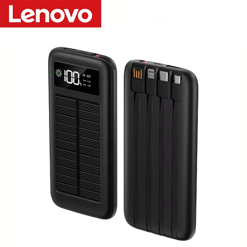 Lenovo 500000mAh Power Bank Solar Charge Portable Large Capacity Digital Display Mobile Powerbank for iPhone Huawei Samsung New