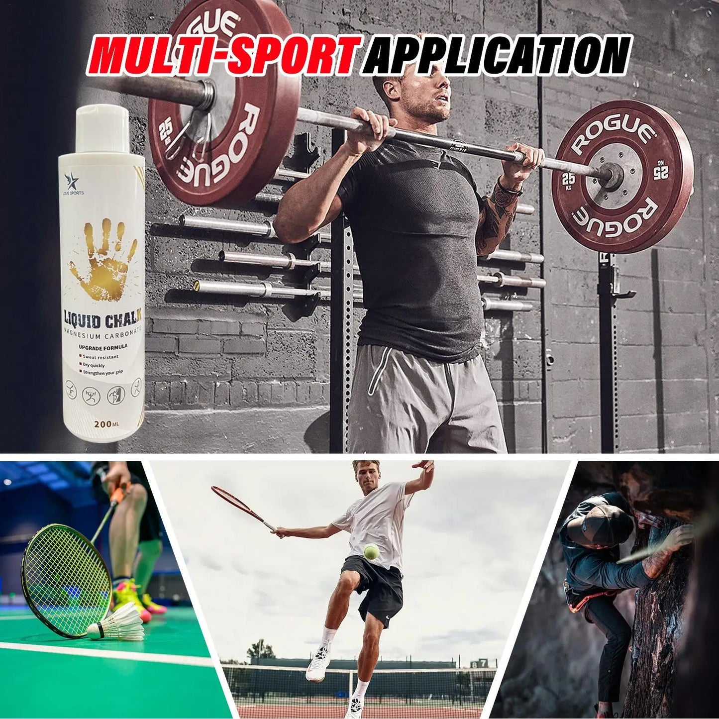 Sports Liquid Magnesium Powder Fitness Lifting Anti Slip Cream Grip Liquid Magnesium Comfortable Feel For Rock Climbing Gym