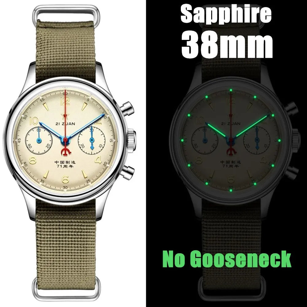 Seakoss Men 1963 Chronograph 38mm 40mm Acrylic Sapphire Glass Luminous Seagull ST1901 Movement Pilot Aviation Mechanical Watches
