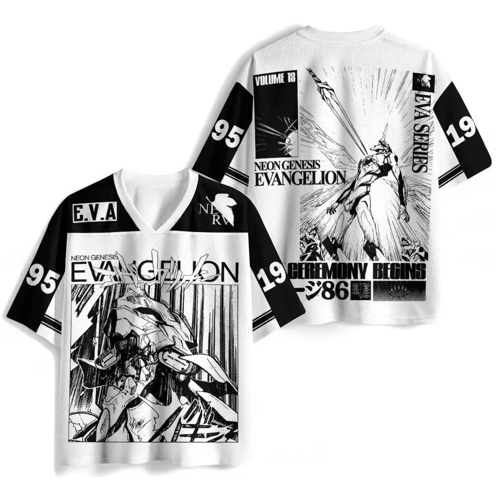 Neon Genesis Evangelion Anime V-Neck Jersey 3D Print Oversized Streetwear Harajuku Tops for Men Women 2026 New Gift for Fans