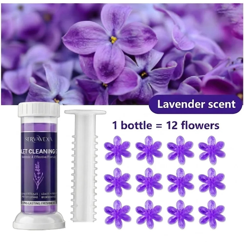 SERVAVEXA 5Pcs Toilet Cleaning Gel Stamp Aromatic Deodorizer Flower Bowl Cleaner Automatic Long Lasting Descaling Bathroom Tools