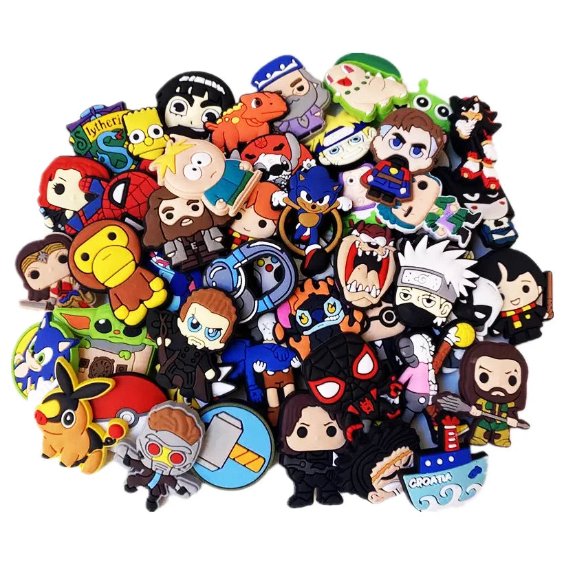 50-200Pcs Random mixing Cartoon Shoe Charms for Clogs Bubble Slides Sandals PVC Shoe Decorations Accessories For Teens Or Gifts
