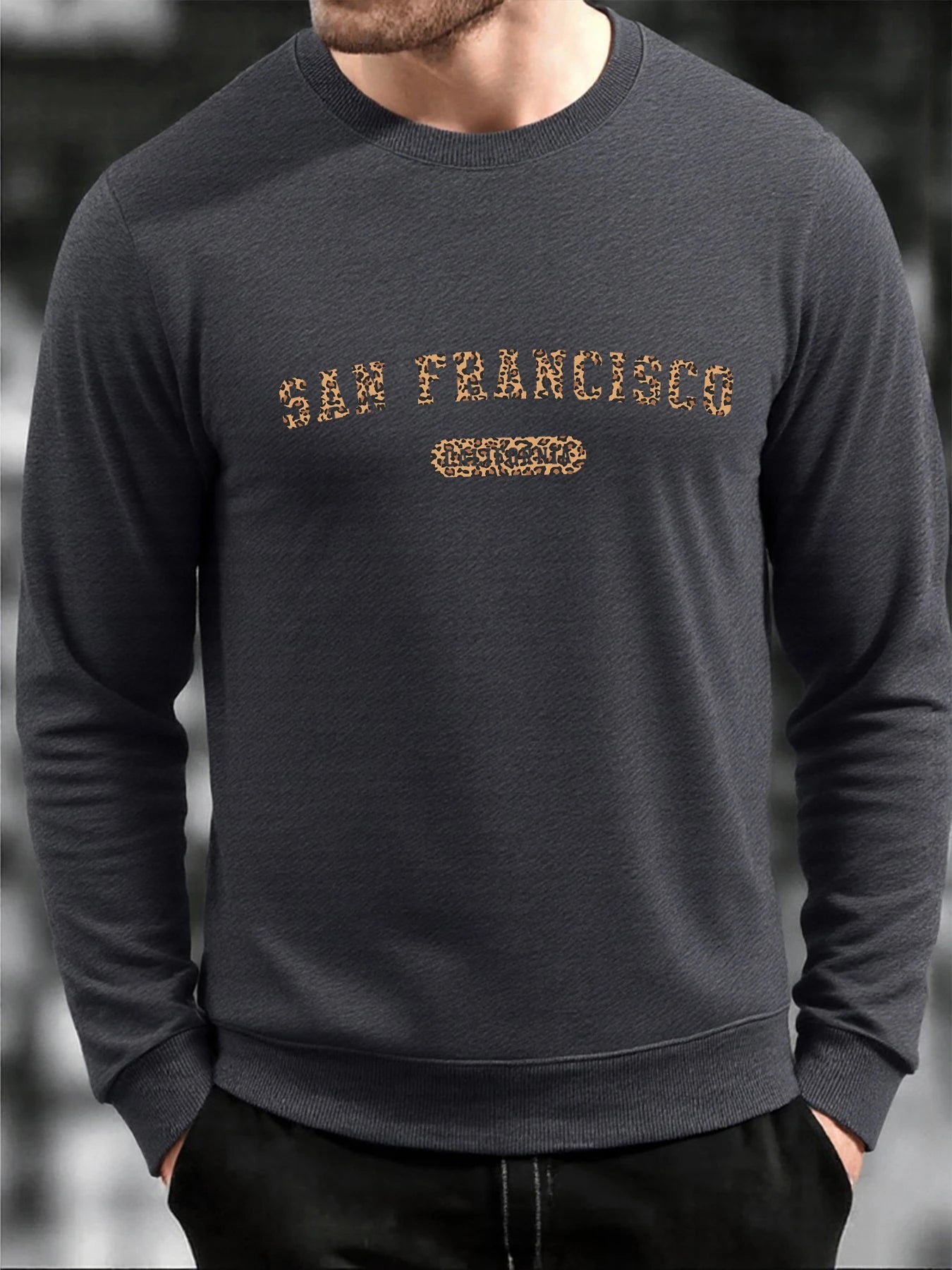 San Francisco California Print Men Hoodless Shirt Soft Loose O-Neck Sweatshirt Fashion Fleece Pullover Autumn Male Tracksuit