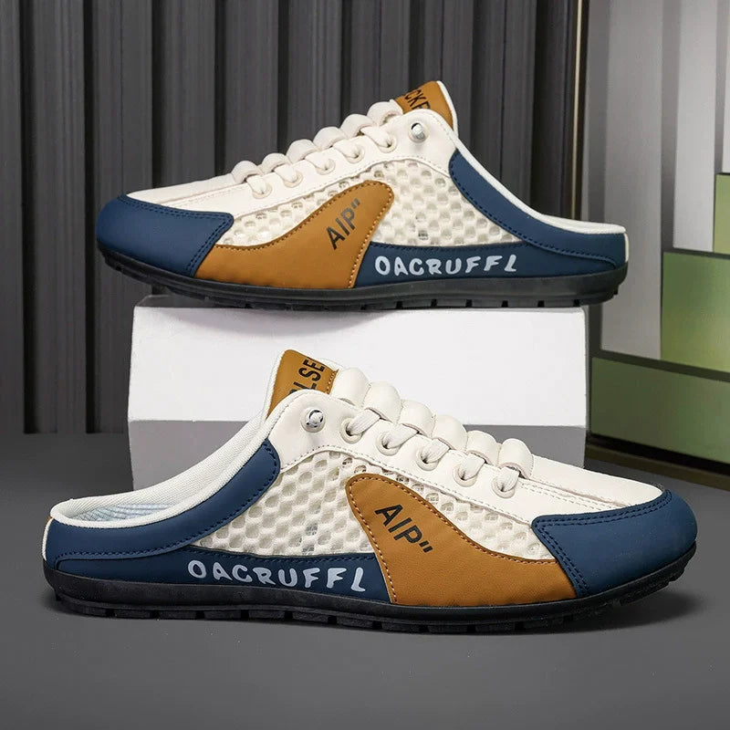 Summer Men's Mesh Slip on Half Slippers Fashion Man's Sport Sandals Breathable Quality Casual Peas Shoes for Men Luxury Loafers