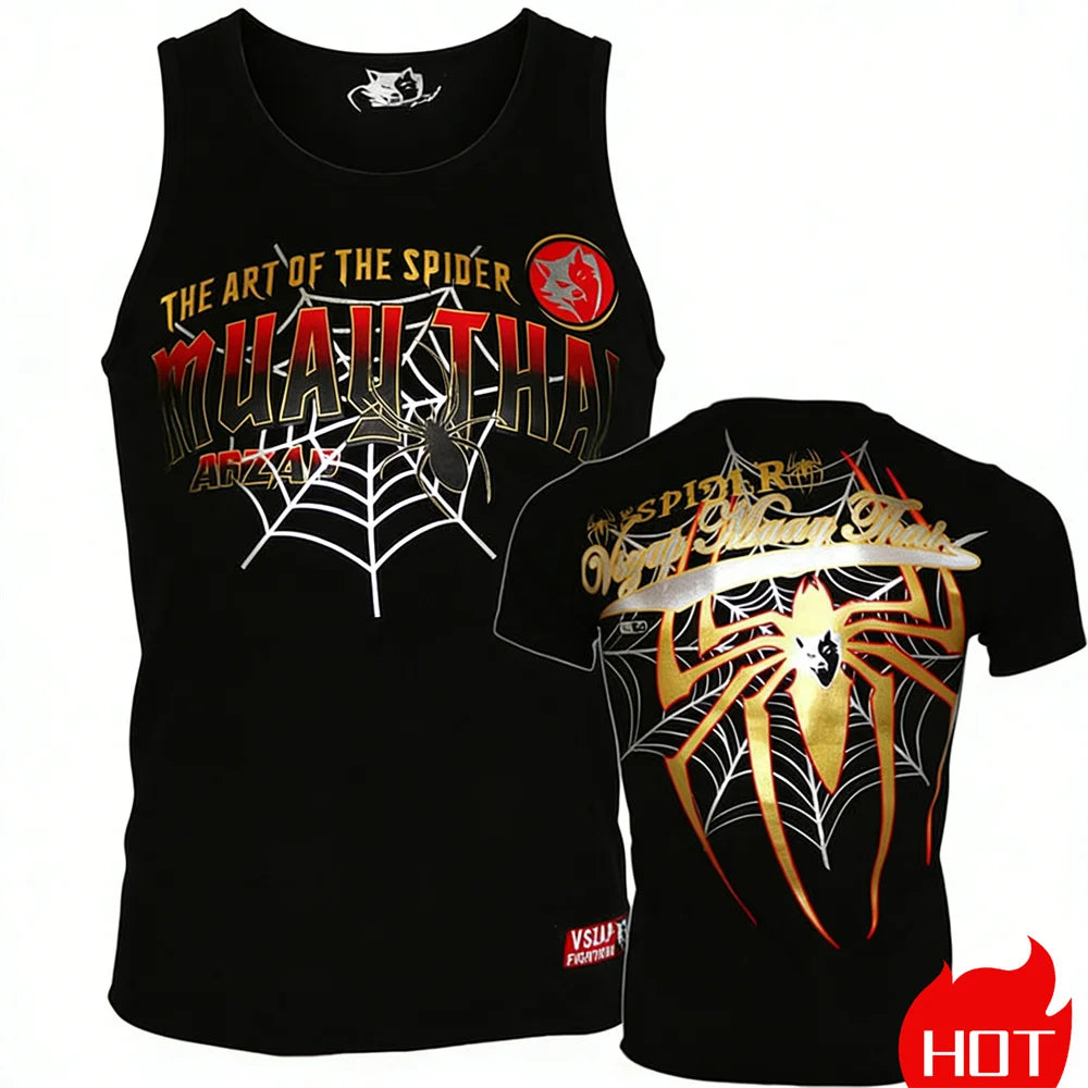 Summer men's sleeveless sports T-shirt Muay Thai training vest Quick drying wrestling vest Muay Thai men's t-shirts and tank top