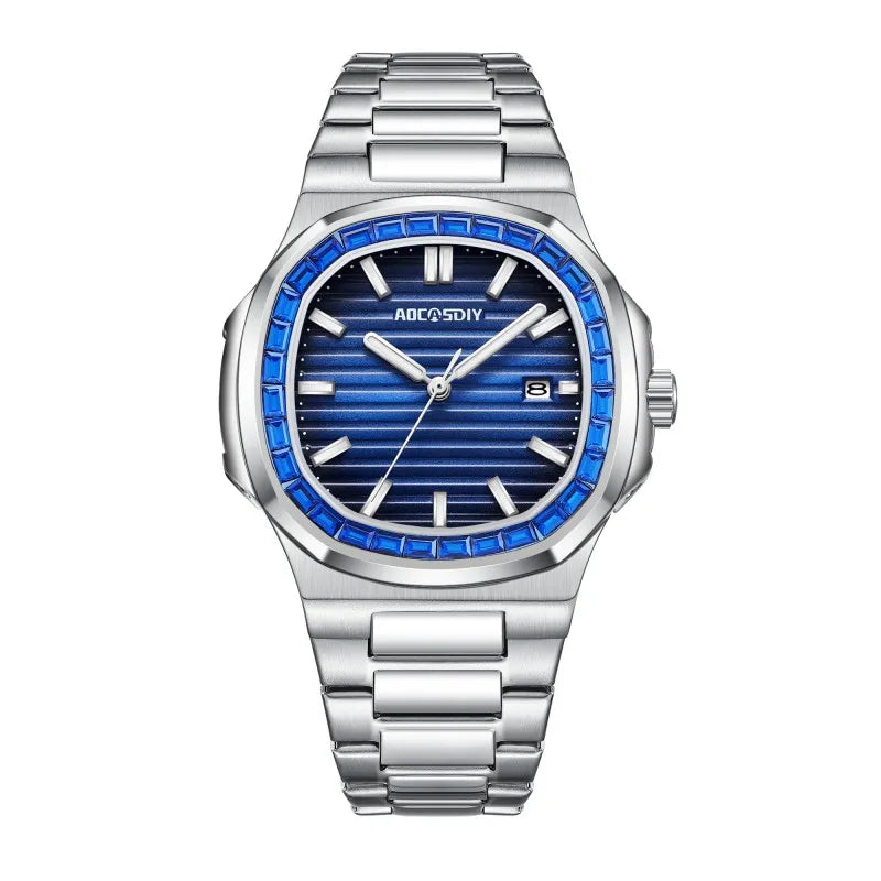 New Rhinestone Men's Watch Business Casual Waterproof Calendar Luminous Quartz Wristwatch Fashion Watches for Men reloj hombre