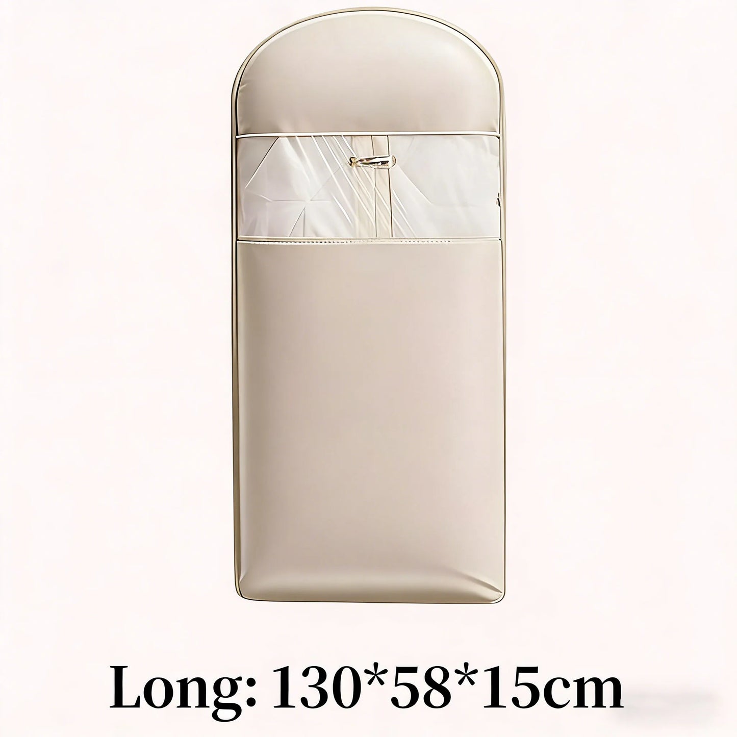 Beige Compression Hanging Bag, 40% Space-Saving Vacuum Seal, See-Through Storage with Durable Zipper for Winter Clothes