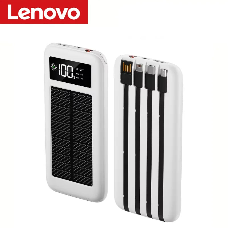 Lenovo 500000mAh Power Bank Solar Charge Portable Large Capacity Digital Display Mobile Powerbank for iPhone Huawei Samsung New