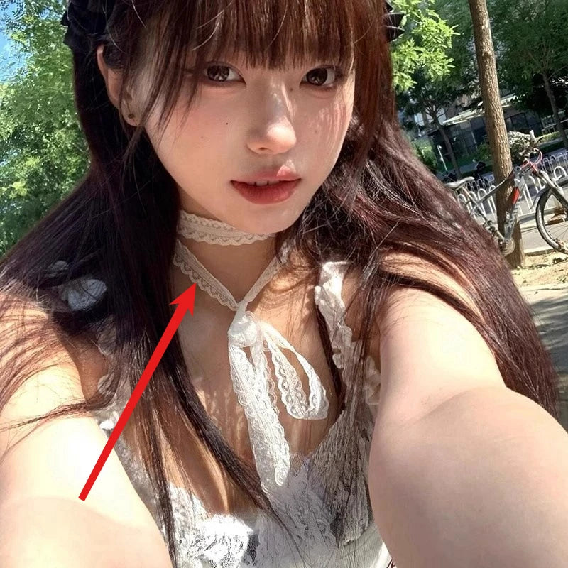 Y2k Bowknot Choker Necklaces for Women Sexy Black White Lace Short Clavicle Chain Gothic Aesthetic Jewelry Fashion Jewelry Gifts