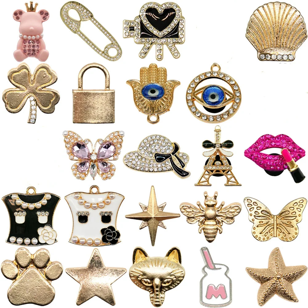 1PCS New Metal Shoe Charm for Girls,Flower Butterfly Star Pin Accessories for Sandals,Hats Clogs Buckle Decoration Shoes