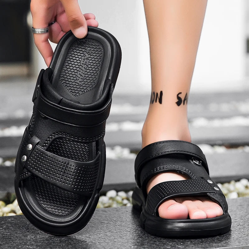 2024 Summer Men's Sandals EVA Slippers For Men's Dual-Wear Sandals Thick Sole Outdoor Casual Beach Shoes Male Fashion Slippers