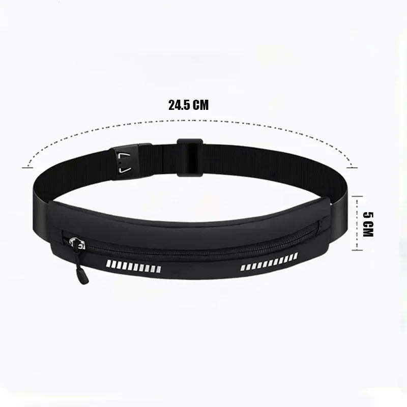 Running Belt with Large Phone Holder,Adjustable Waterproof Sports Waist Bag with Zipper Pocket,Reflective Strips Jogging Fitness