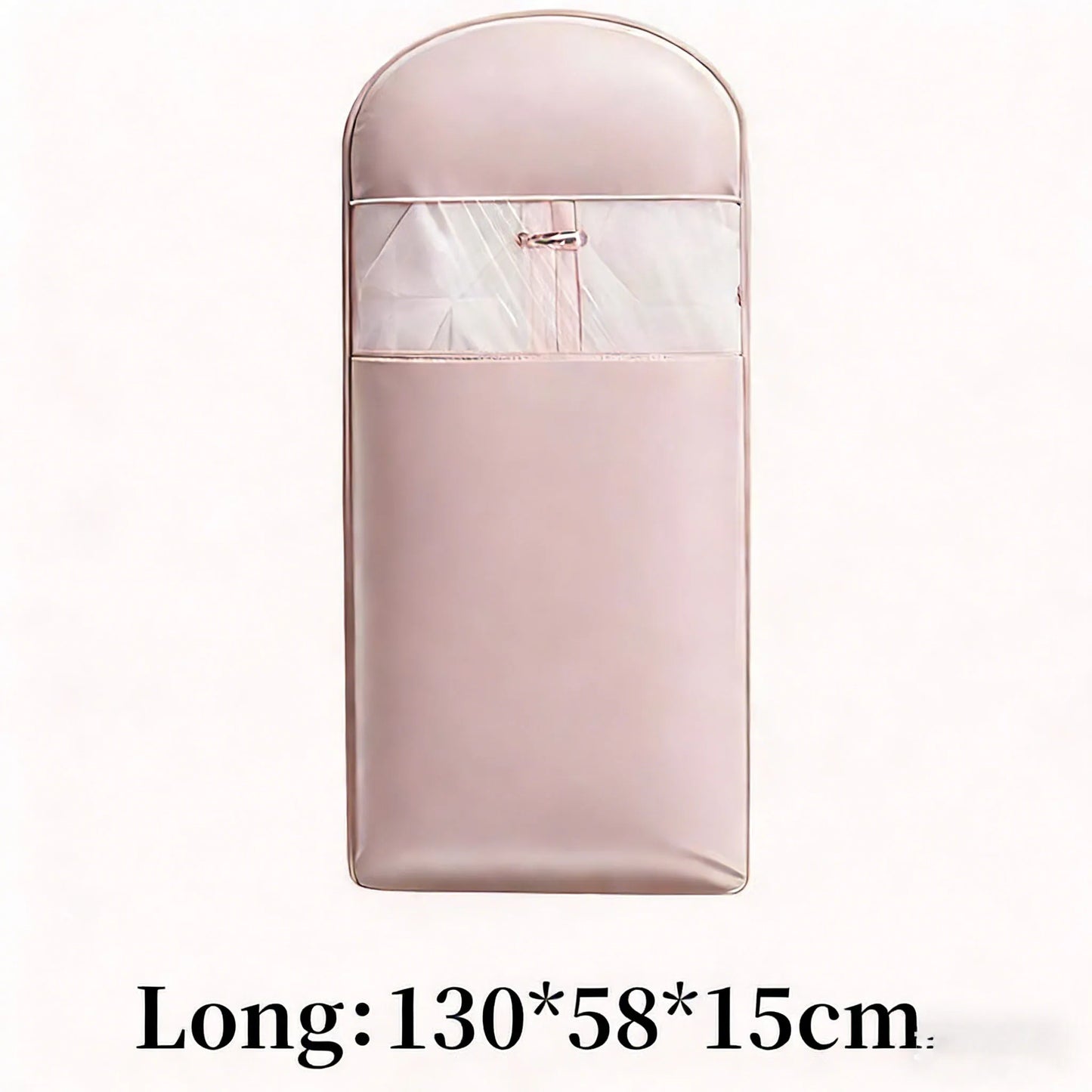 Beige Compression Hanging Bag, 40% Space-Saving Vacuum Seal, See-Through Storage with Durable Zipper for Winter Clothes