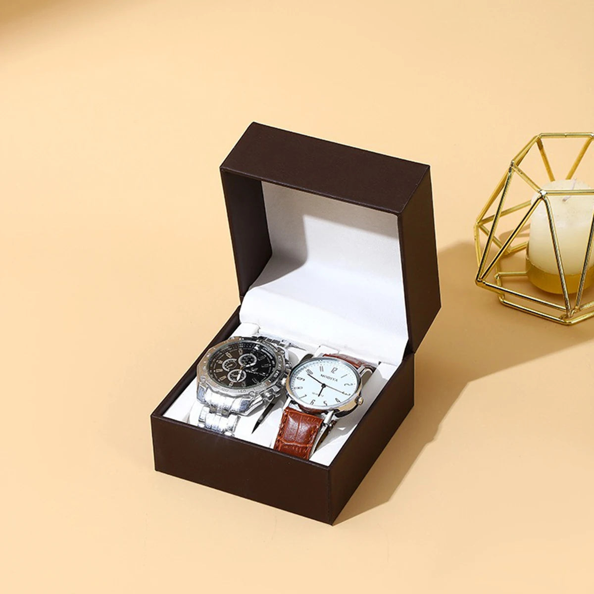 Double Watch Box with Soft Protective Lining - Exquisite Craftsmanship Multi-Color Watch Storage Case for 2 Watches