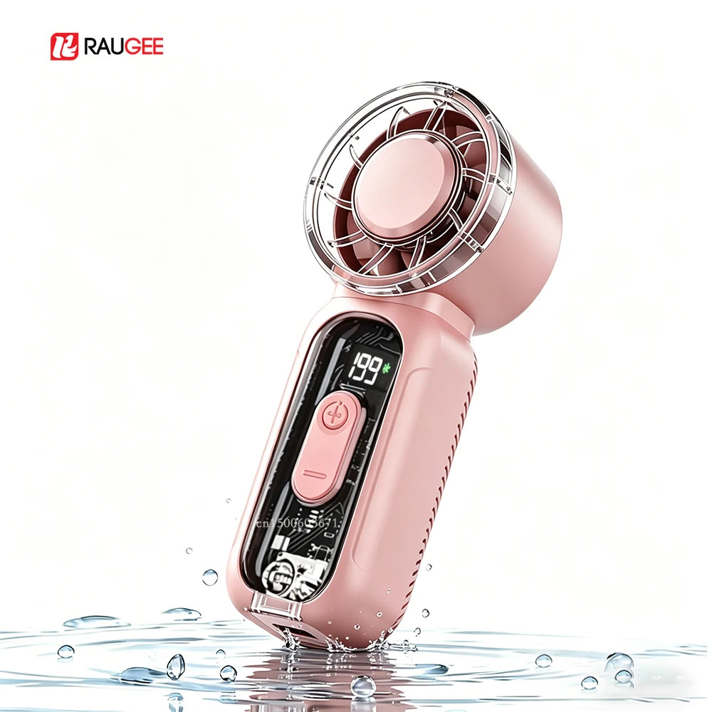 Portable Fan Handheld Mini Fan USB Rechargeable Outdoor Fan With Digital Display Personal Hand Held Small Pocket Fan