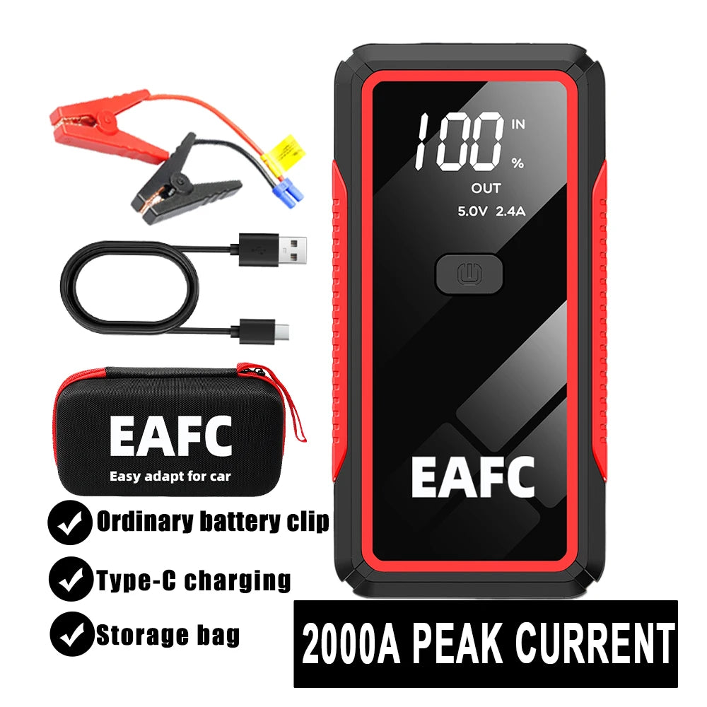 EAFC Portable Car Battery Starter 1000A/ 2000A /4000A JumpStarter Device12V Car Power Bank Booster Buster LED Emergency Light