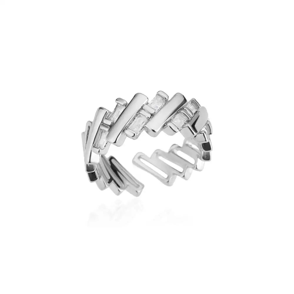 Zircon Double Star Rings For Women Gold Color Stainless Steel Opening Stars Finger Ring Wedding Party Aesthetic Jewelry Gift