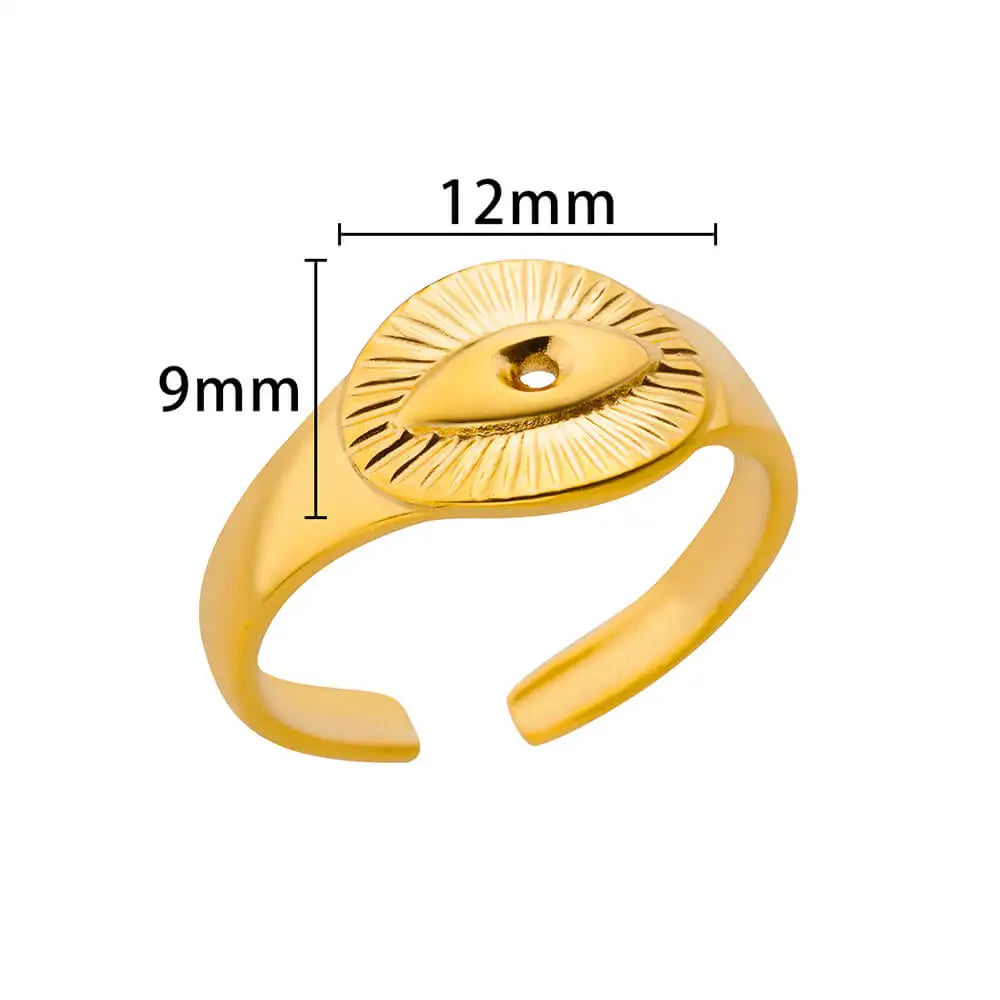 Luxury Zircon Evil Eye Rings For Women Gold Color Lucky Eye Opening Ring Women Trendy Punk Gothic Aesthetic Jewelry Accessories