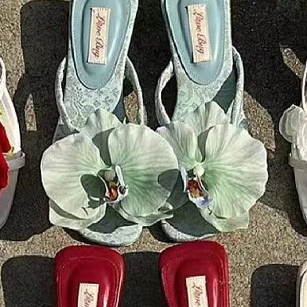 1Pair Thai Fairy Butterfly Flower Shoe Buckles Phalaenopsis Shoe Flower Sandals Sweet Butterfly Orchid Shoe Accessory Shoe Clips