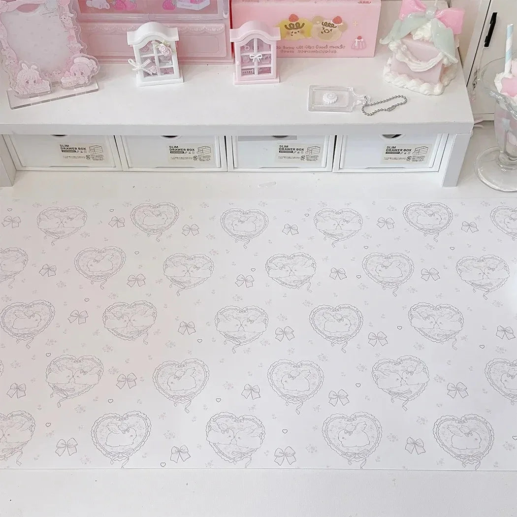 Kawaii Pink Rabbit Leather Desk Pad Mouse Protector Non-Slip Large Mouse Pad Home &Office Desk Mat PU Leather Laptop Mouse Pad