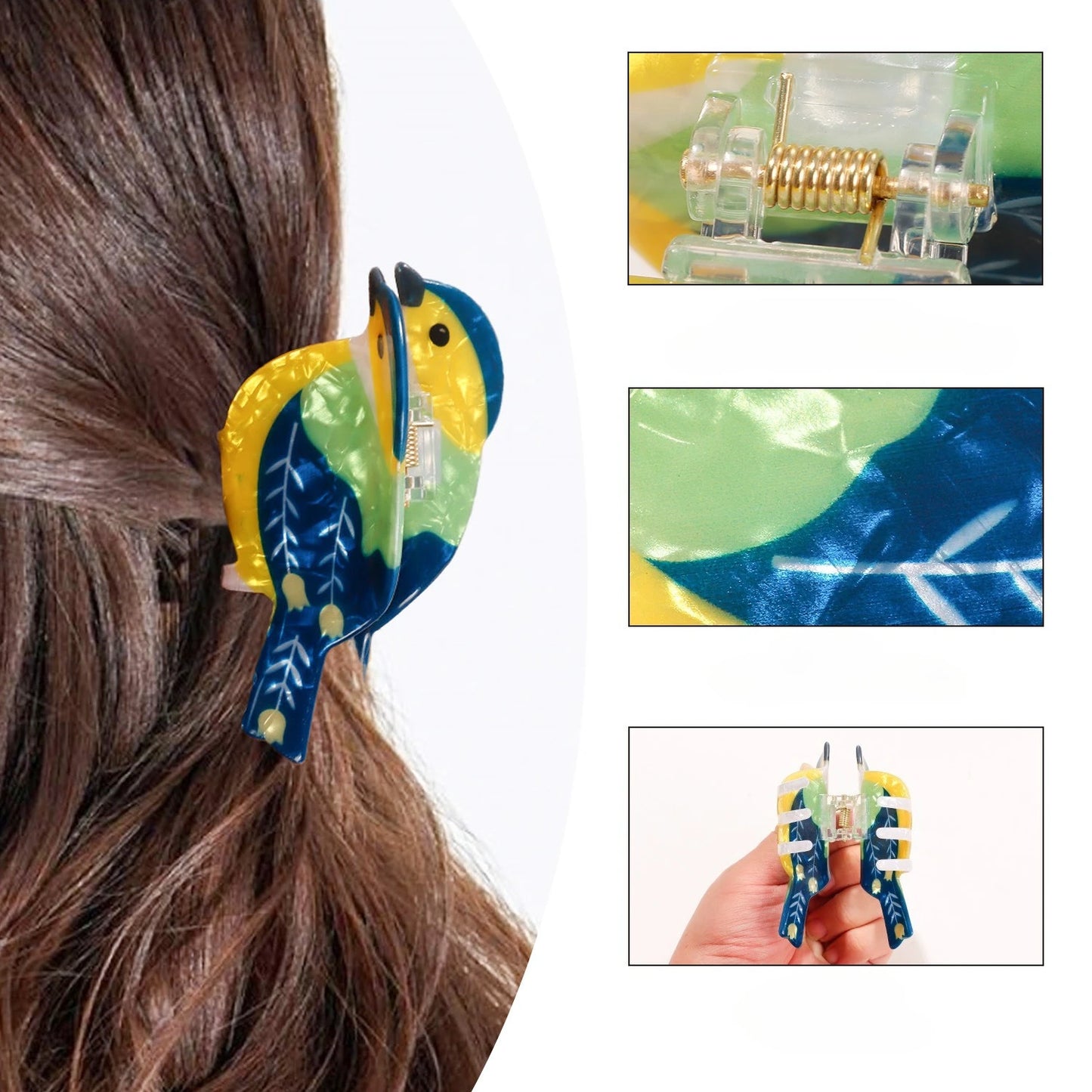 2025 NEW Cartoon Bird Series Hair Claw Colorful Hummingbird Sparrow Claw Clips Crab Hair Clips for Women Girls Hair Accessories