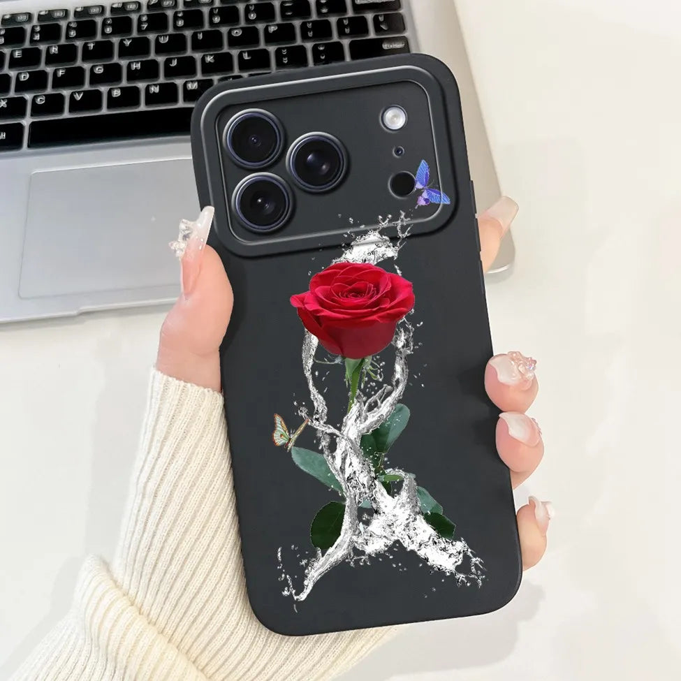 For iPhone 17 Pro Case Silicone Luxury Flowers Cute Kawaii Funny Painted Cover For iP 17 Pro Phone Case A3256 A3522 A3523 A3524